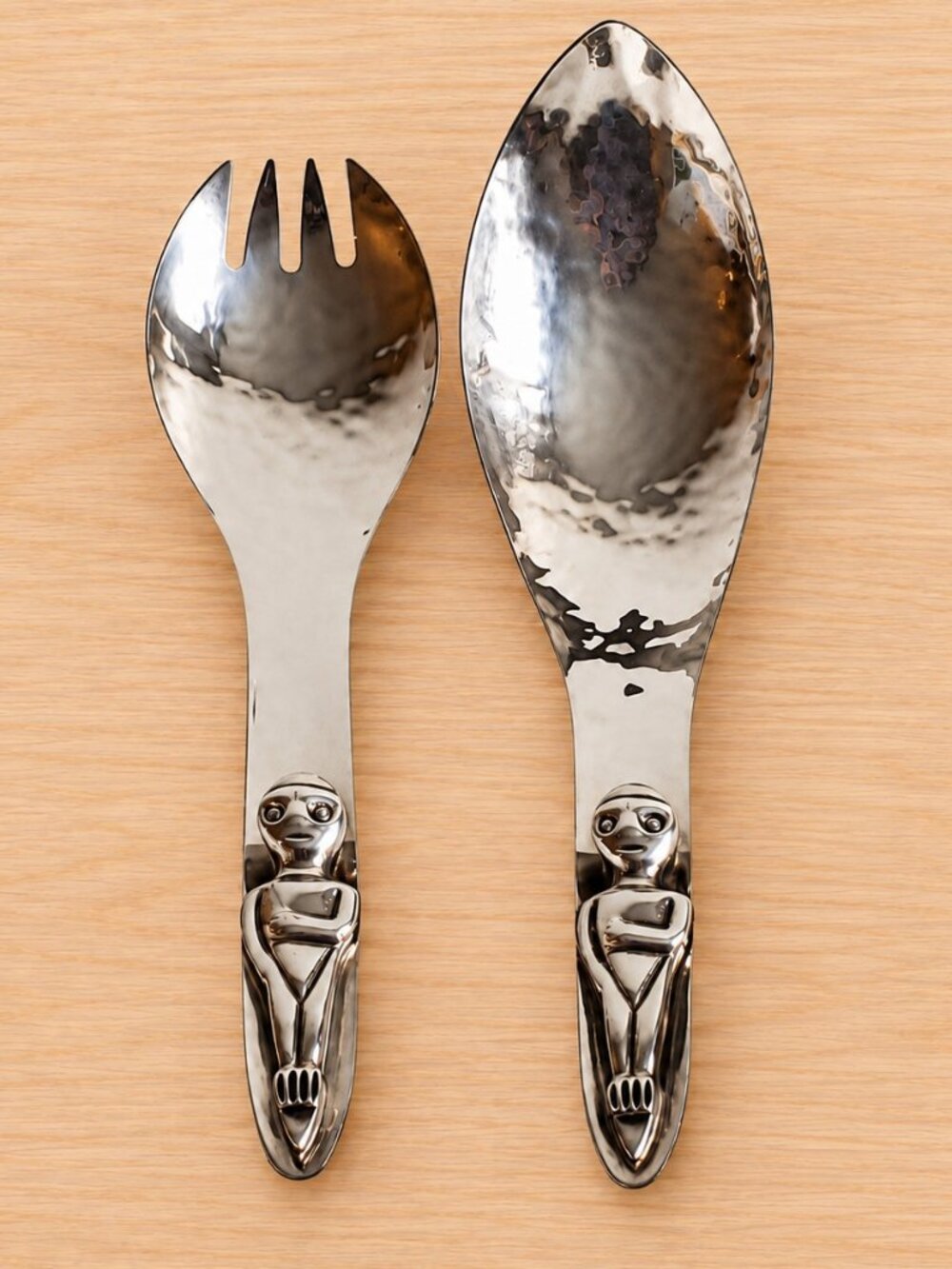 Kwakiutl Woman of the Woods Salad Servers Acme Canada Silver Plated Vintage